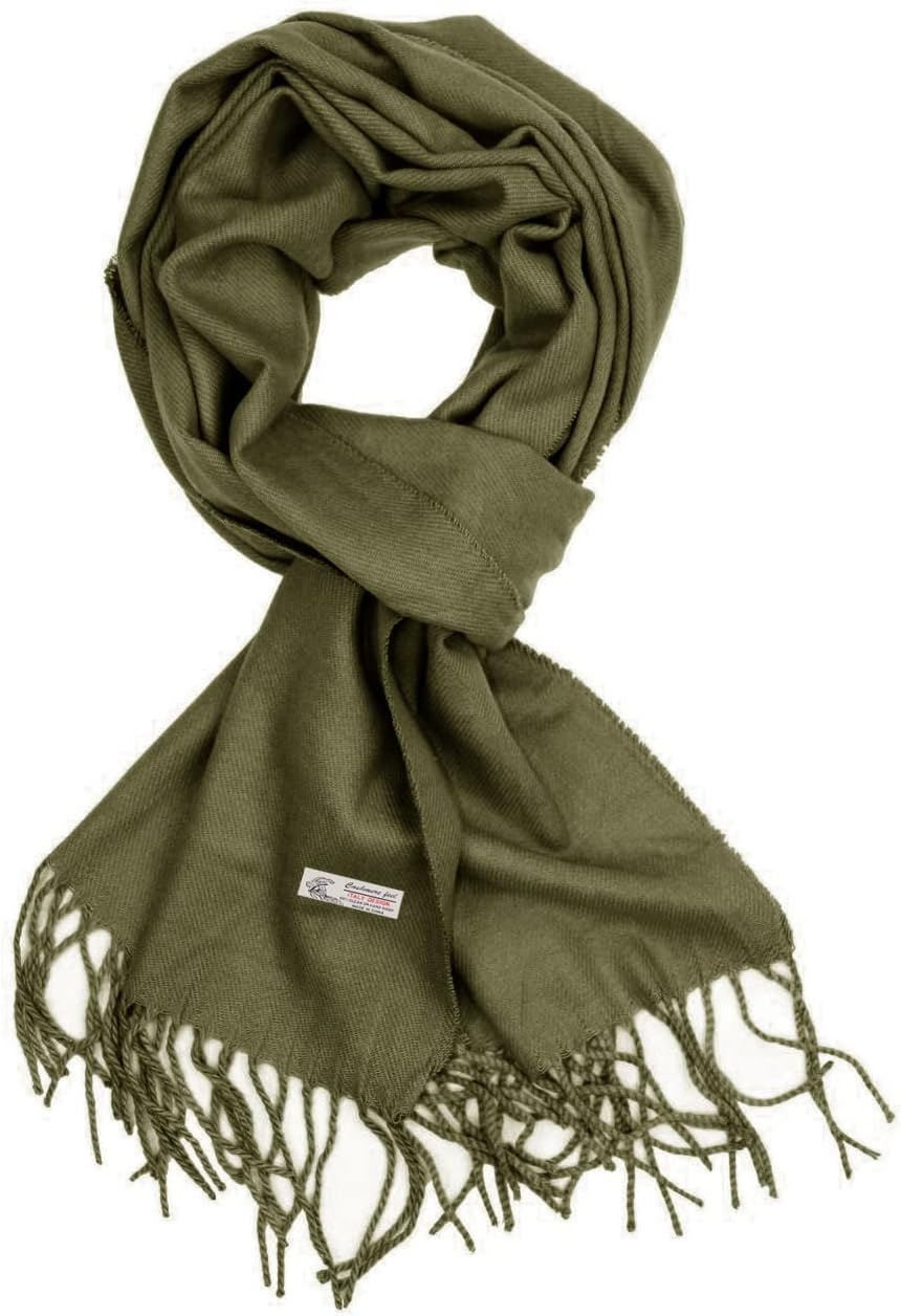 Plain Solid Color Cashmere Feel Classic Soft Luxurious Winter Scarf for Men Women - Brown image number 3