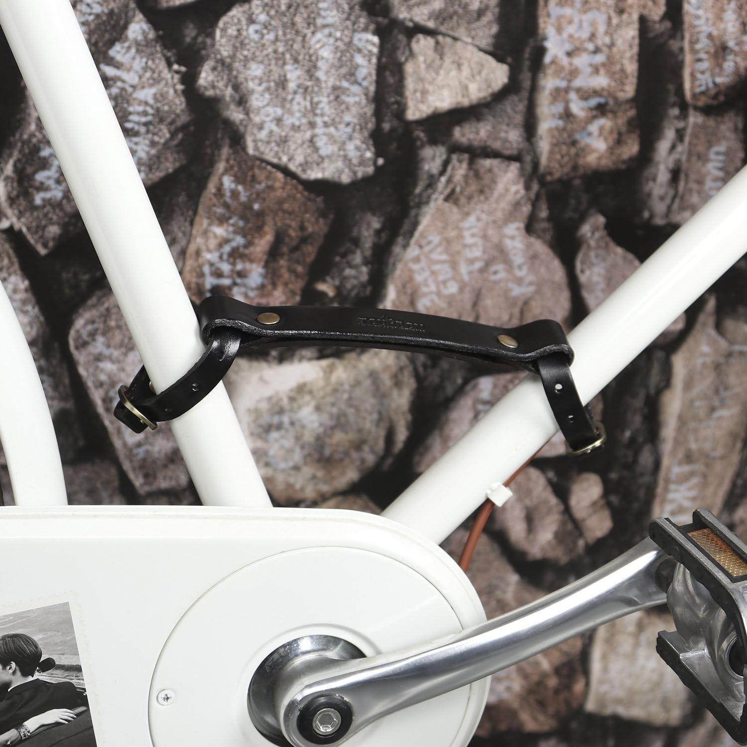 TOURBON Vintage Leather Bike Pack Accessories Bicycle Lift Frame Handle Lifter image number 5