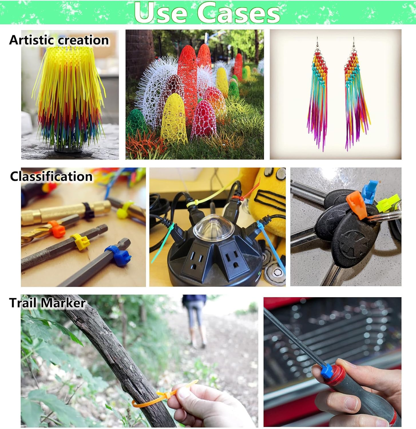 Lenitech Cable Ties 8" 6 Colors 300 Pack image number 4