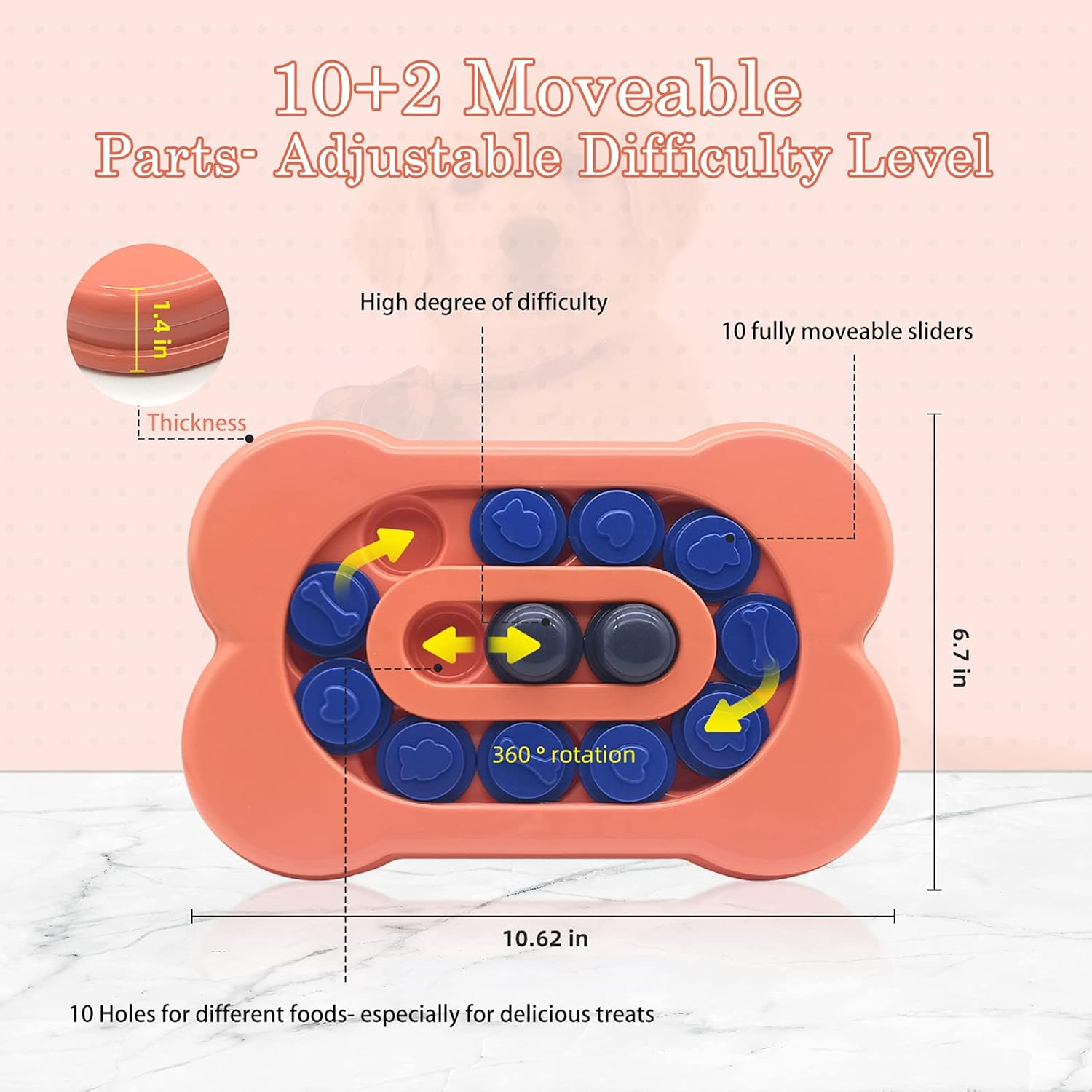 [Difficulty-Level Adjustable] Dog Puzzle Toys, Interactive Dog Toys for IQ Training & Mental Enrichment, Bone Shape Dog Enrichment Toy Gifts for Puppy Treat Dispensing image number 3