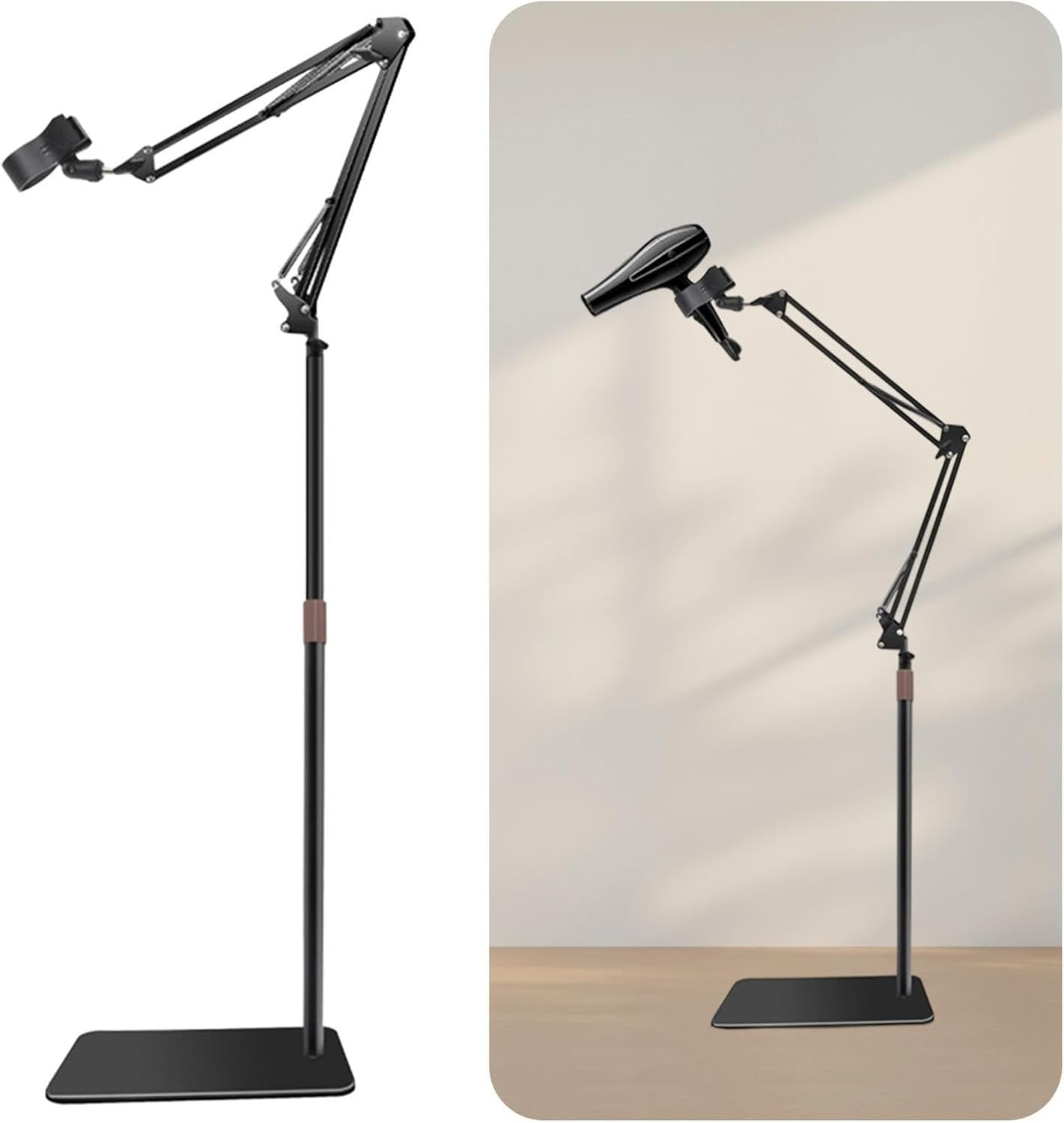 Motivetech Hands Free Hair Dryers Stand Floor Blower Stand Holder Adjustable Practical Non Slip 180 Degrees Rotatable for Pet Grooming, Height 70Cm to 99Cm - Height 40Cm To 69Cm image number 5