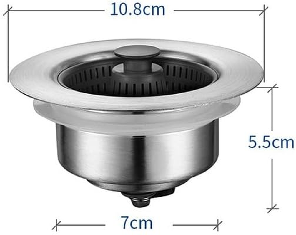 Kitchen Sink Drain Strainer and Stopper Combo,Stainless Steel Pop-Up Sink Stopper & Drain Strainer for Standard Drains, Ideal Sink Protectors for Kitchen Sink (Style A, One Size) image number 4