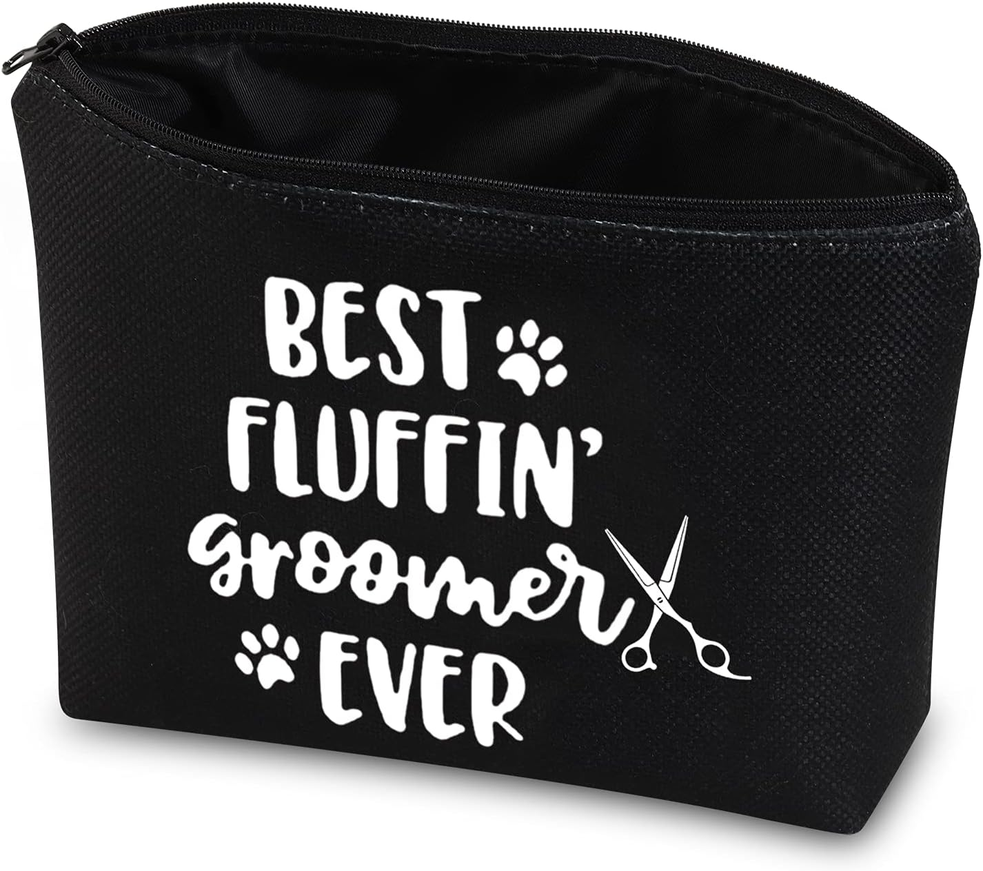 JINUP Dog Groomer Grooming Gift Best Fluffin' Groomer Ever Makeup Cosmetic Zipper Bag Pet Groomer Tool Kit, Fluffin' Groomer Black Bag, image number 5