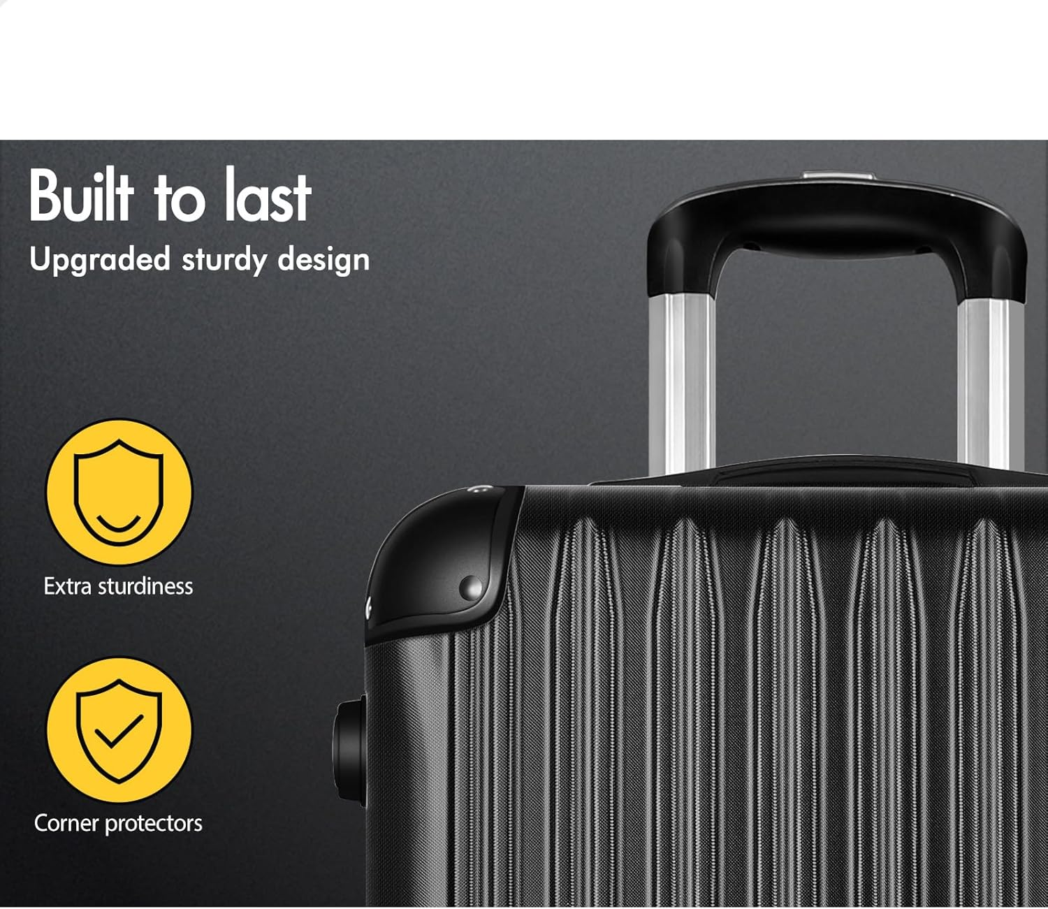 ALFORDSON 3Pcs Hardside Luggage Set 20" 24" and 28" Black Color, Hardshell Suitcases Set with Spinner Wheels, TSA Lock & Corner Protector, Carry-On & Checked Baggages Trio Pack image number 6