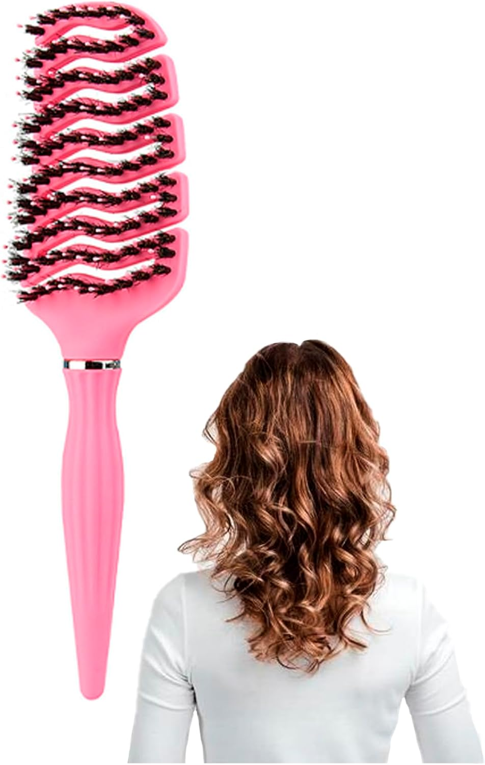 Roxlmed Detangler Hairbrush for Curly Hair Vented Bristle Scalp Massager Comb for Women and Men (Pink, 1P) image number 4