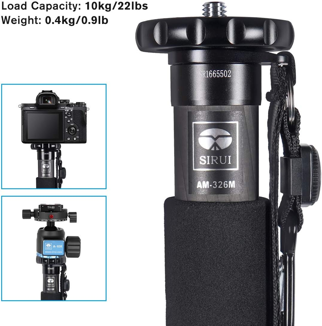 SIRUI Camera Monopod AM-326M, 6 Section Carbon Fiber Portable Compact Lightweight Travel Monopod image number 5
