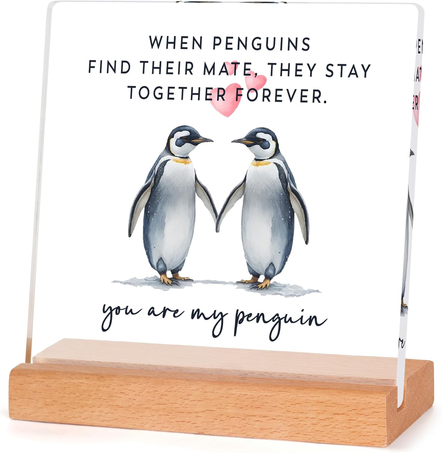 Anniversary Wedding Gifts for Him Her, Funny Penguin Plaque Gift, I Love You Gifts, Romantic Christmas Birthday Gifts for Couples, Girlfriend, Boyfriend, Wife, Husband image number 6