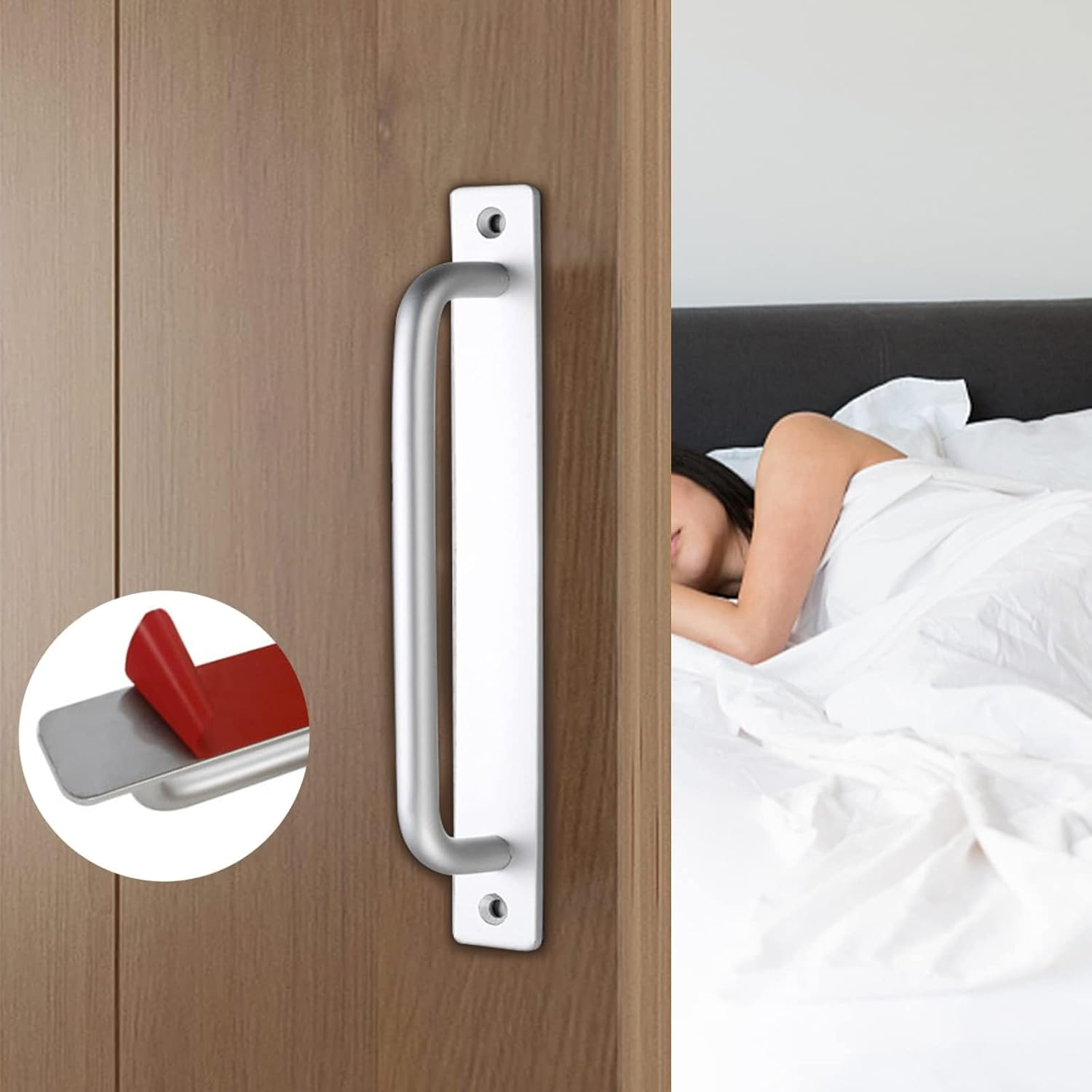 Cabinet Drawer Door Pulls Handle: Aluminum Alloy Self-Stick Instant Adhesive Sliding Door Push Pull Handles Helper with Screws for Kitchen Wardrobe Cabinet Drawer Window Closet (Silver, 148Mm)