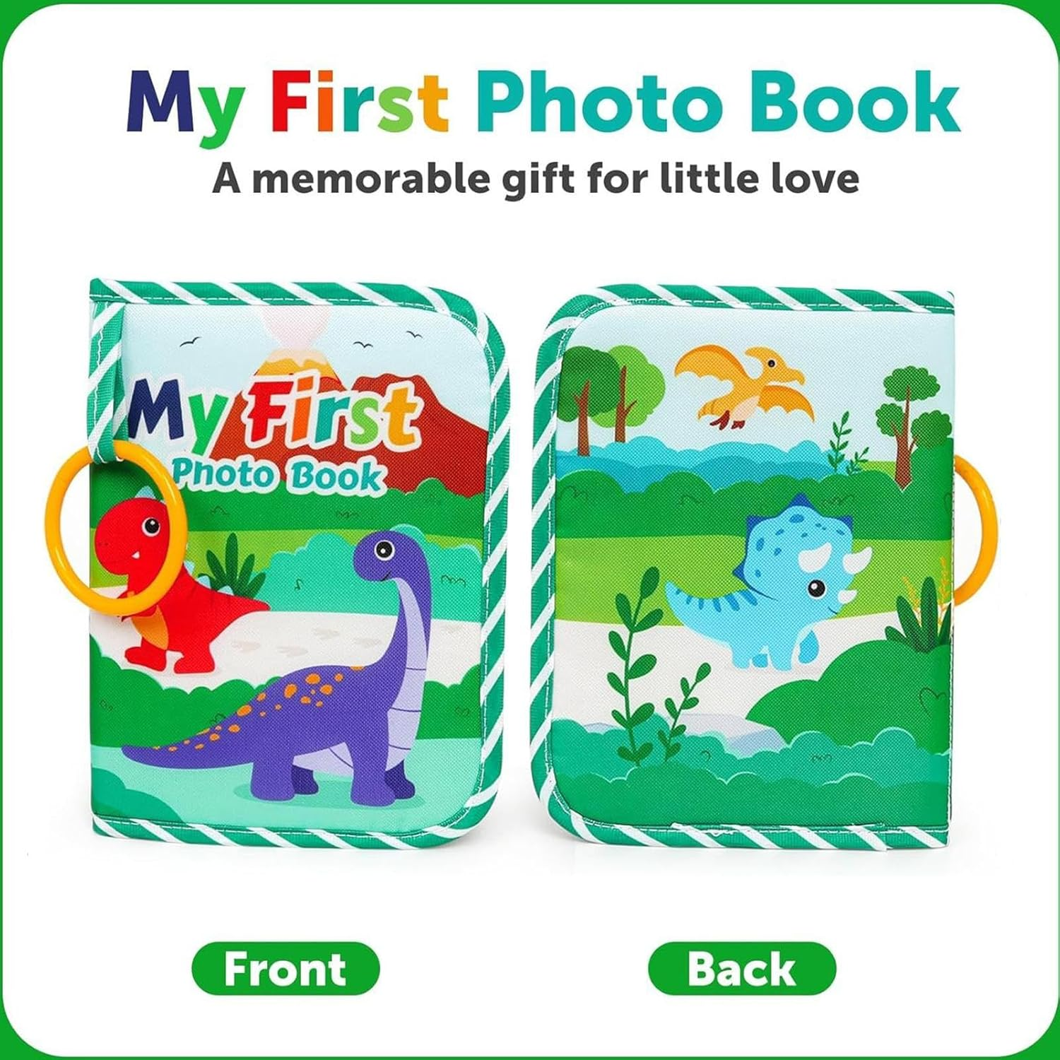 Baby Photo Albums,Soft Dinosaur Crinkle Picture Book - Educational Hold 4X6Inch Picture Album Collectible Keepsake for Birthday Holiday Memory