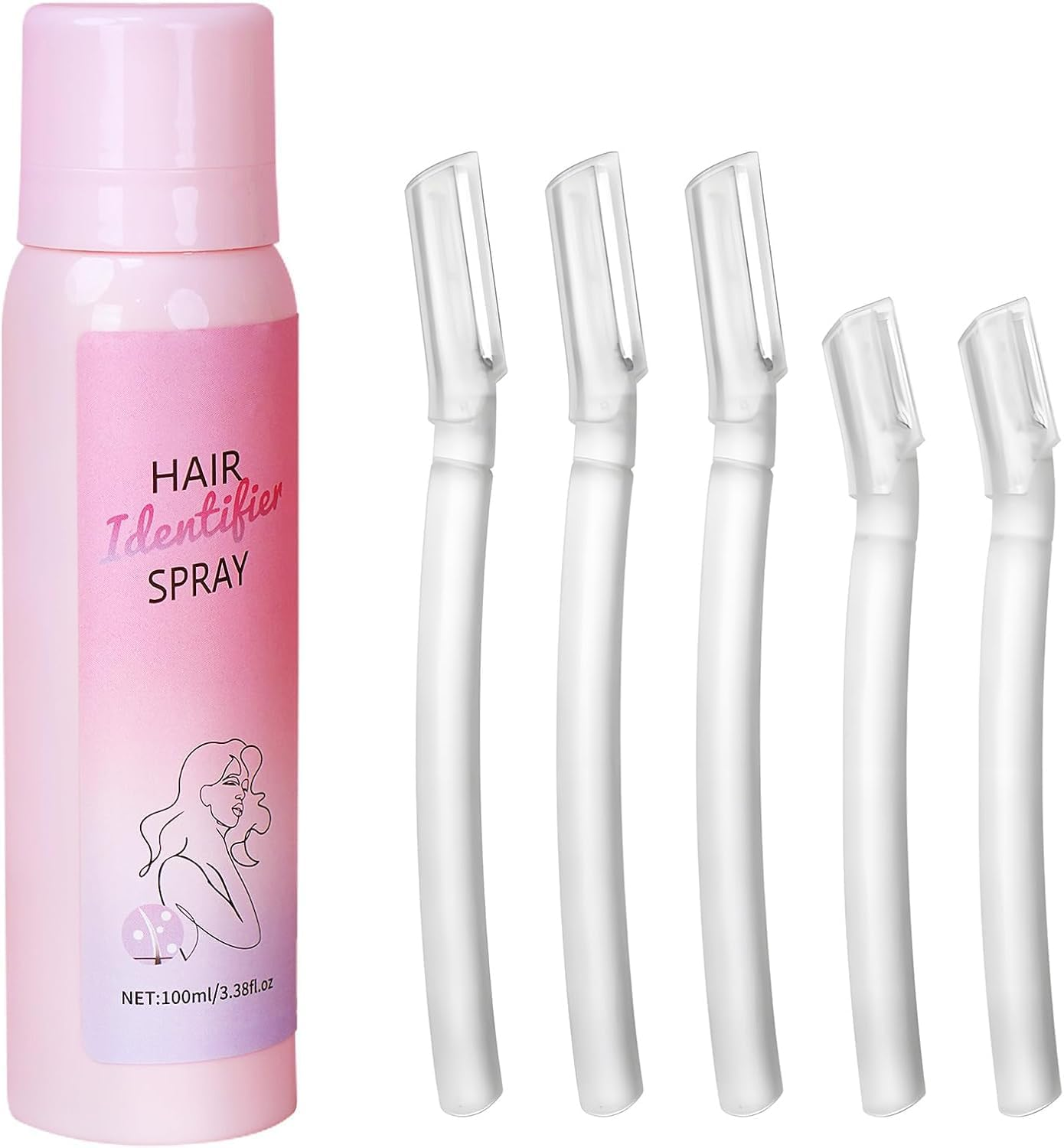 100Ml Hair Identifier Spray for Face Shaving, 100Ml with 5 Face Razor, Skin Body Hair Identifier Facial Spray Comfortable Grip Shavers and Dermaplaning Spray Set image number 5