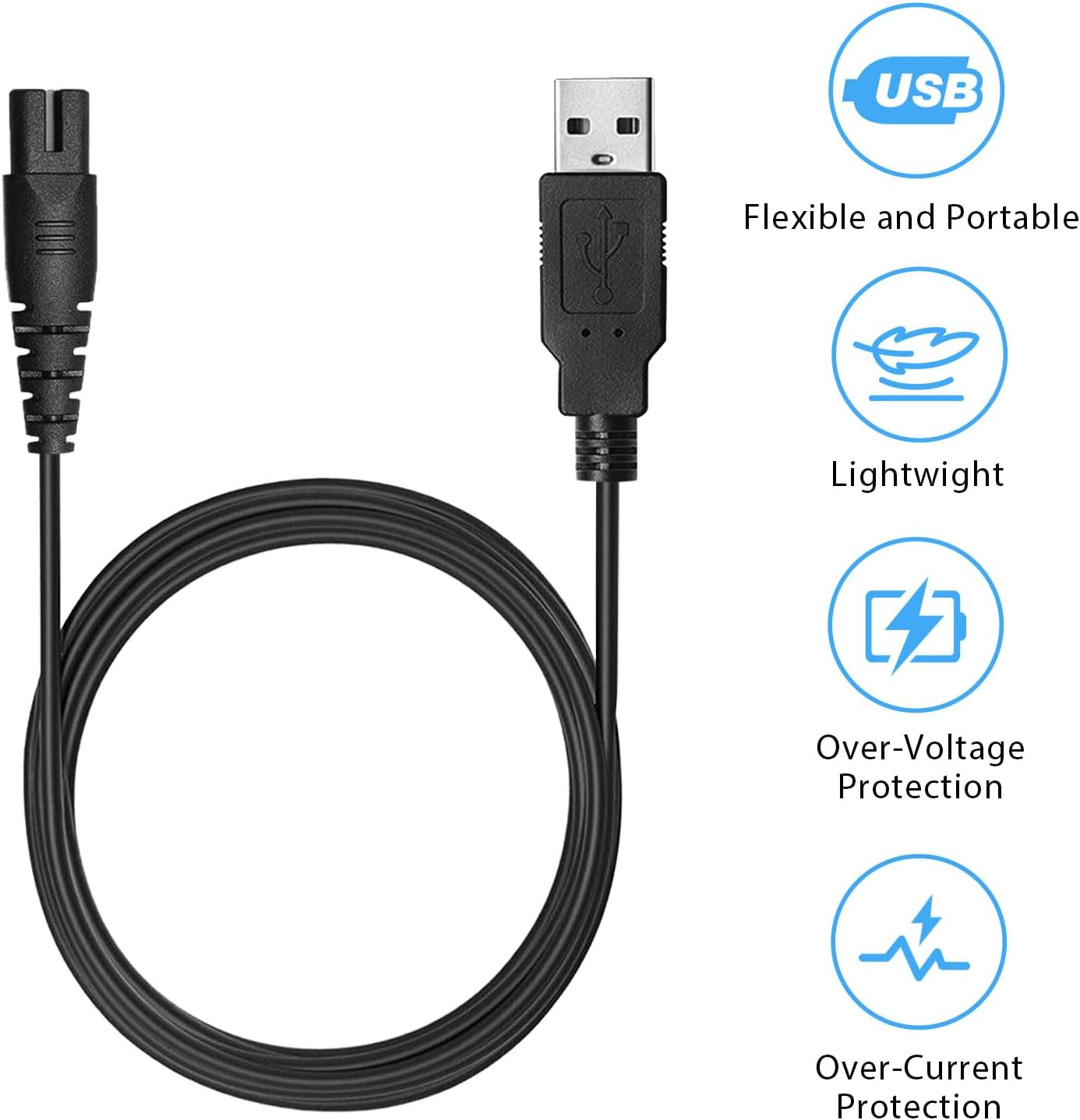 USB Charger Cable for Skull Pitbull Charger, Palm, Butterfly Kiss and Beast Clipper PRO Shaver, Charger Adapter Cable Cord for Skull Pitbull Gold PRO Pitbull Platinum PRO image number 3