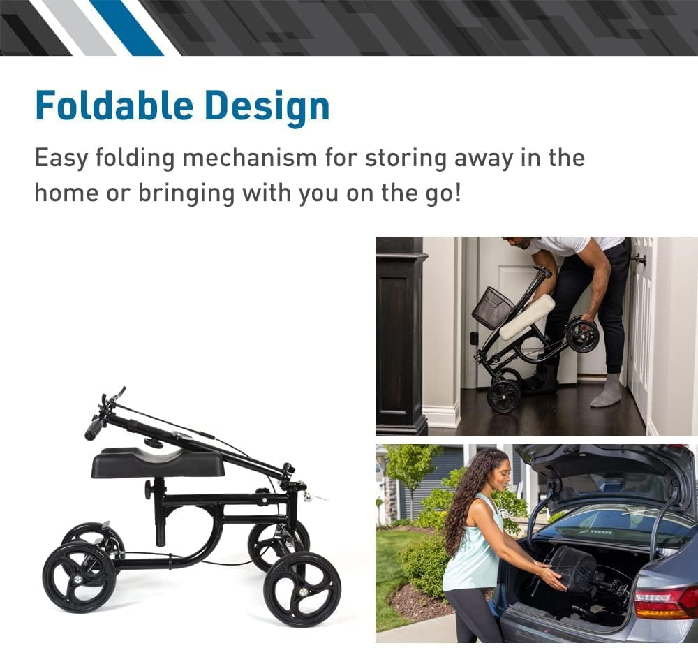 Knee Walker, Knee Scooter for Injuries with Dual Brakes, Basket - Collapsible and Adjustable Scooter, Broken Leg Caddy, Better Alternative to Crutches image number 5