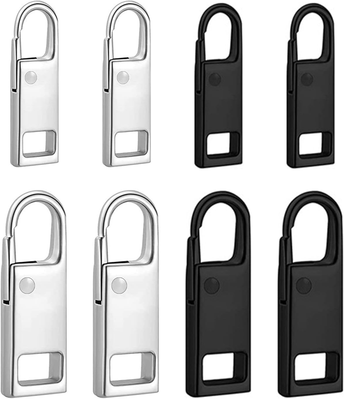 8PCS Metal Zipper Pull Replacement, Handle Mend Fixer, Zipper Tab Repair Kit or Clothes Jacket Pants Jeans Luggage Suitcase Purse Handbag image number 1