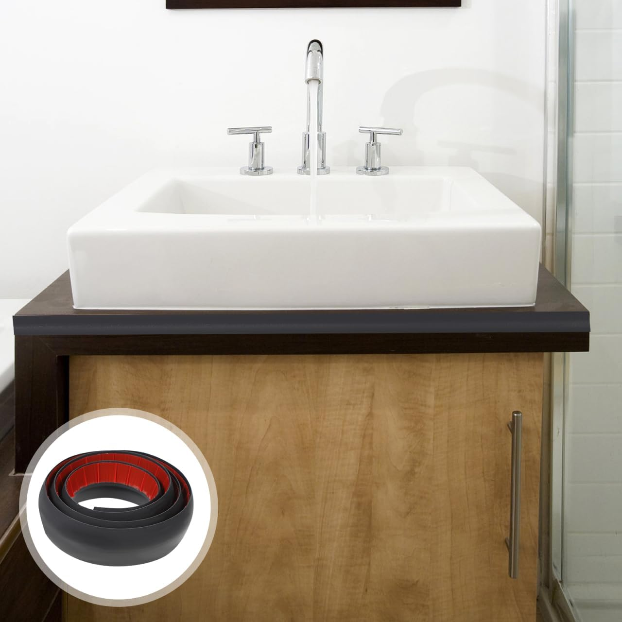 TEHAUX Floor Transition Strip - Self Adhesive Carpet Flooring Strip Edging Trim Black 5Mm for Doorways Door Threshold image number 3