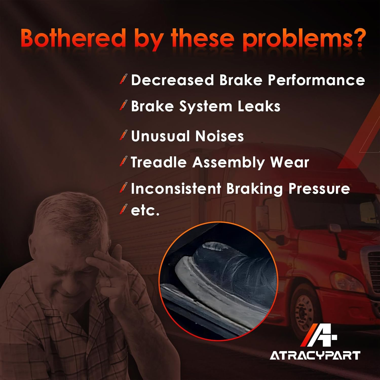 E-3 Single Circuit Foot Brake Control Valve with Treadle Assembly, Automotive Replacement Parts, Compatible with 277863, 034038, KN22100 Bendix Haldex, Trucks & Trailers image number 6