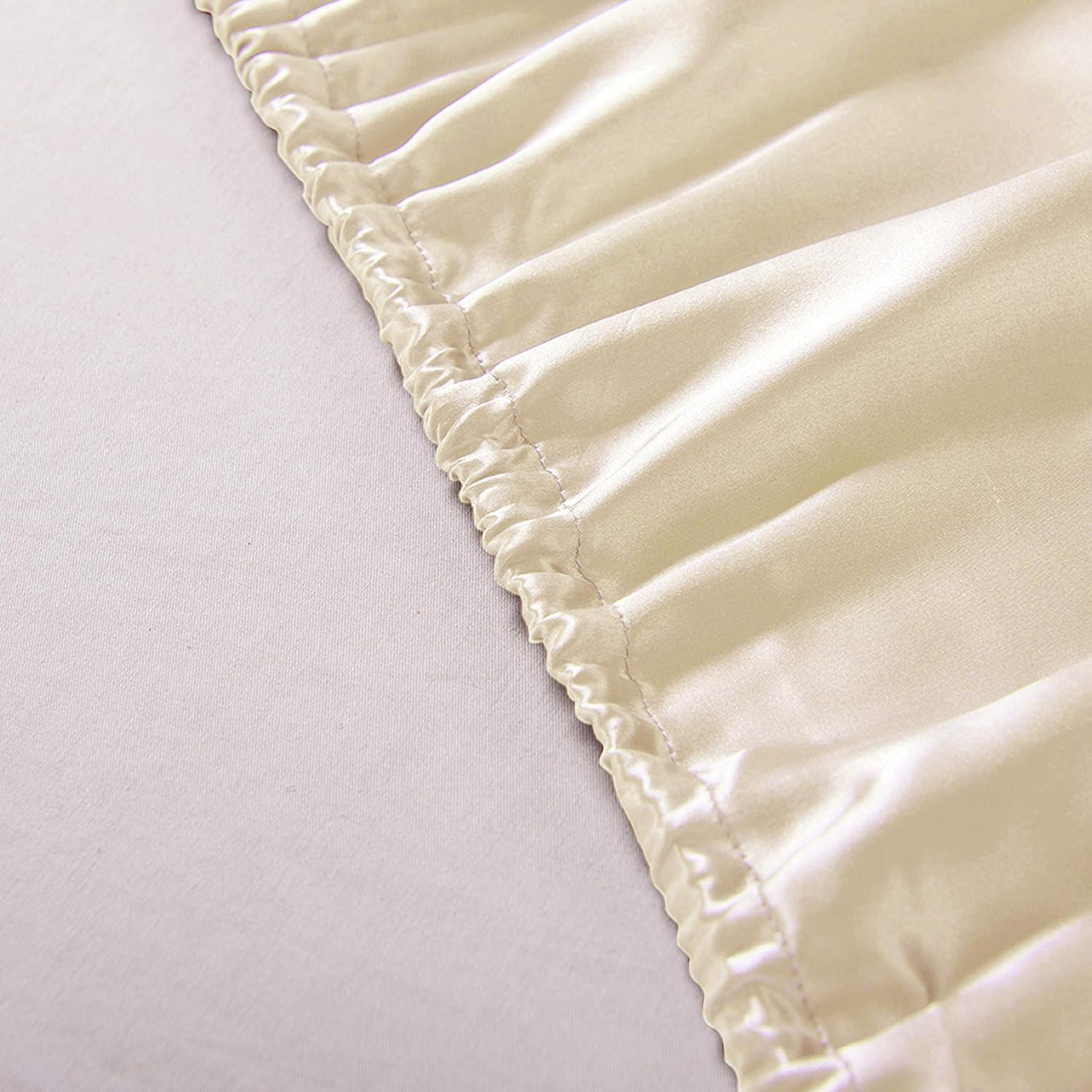 THXSILK Fitted Sheet, Silk Flat Sheet, 140 X 200 Cm, 100% Pure 22 Momme Mulberry Silk Bed Linen, Fitted Sheet, Champagne Silk Bed Sheet for Standard Mattress, 30 Cm image number 2