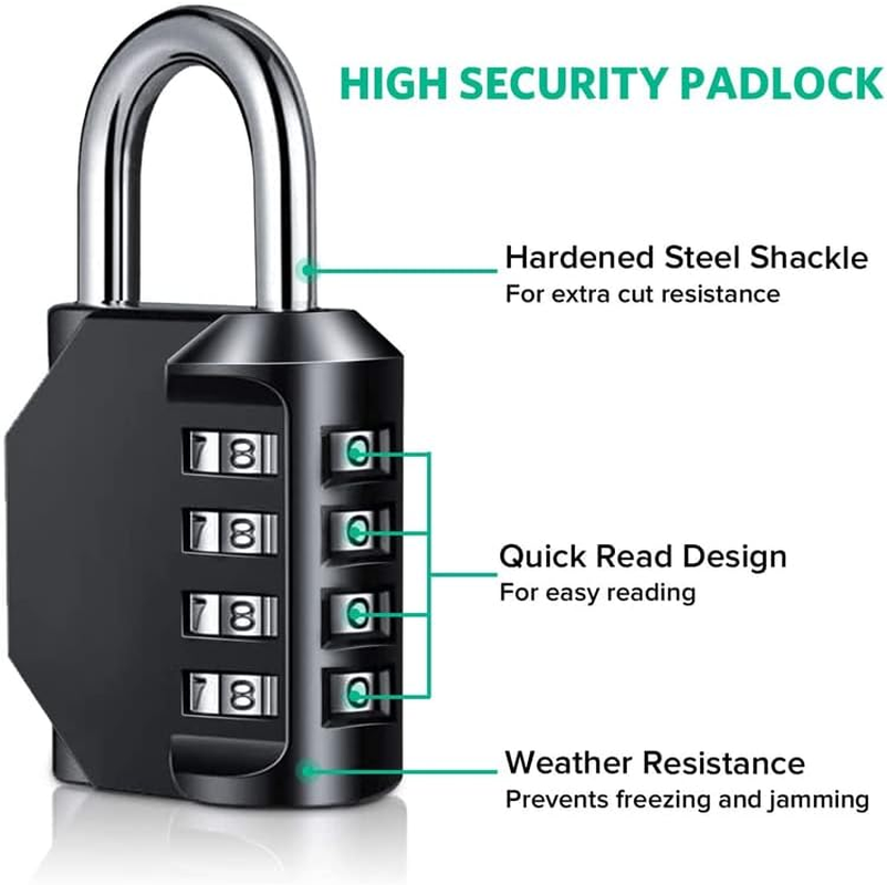 Combination-Lock 4 Digit Outdoor Waterproof Padlock,Gate,Locker,Hasp Number Lock - Enhanced Security with 10,000 Unique Code Options image number 6