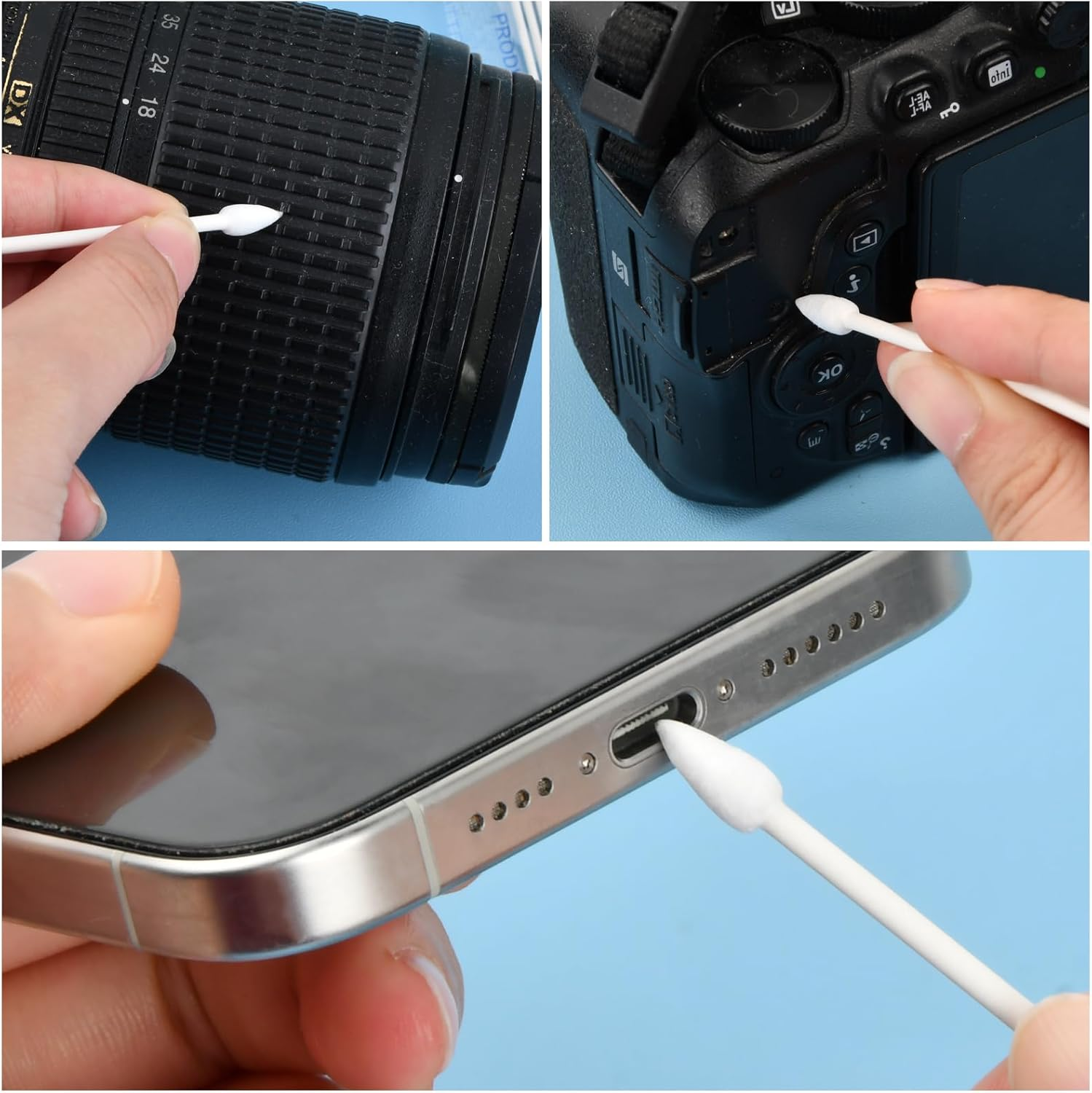 Pack of 150 Cleaning Swabs with Double Tip, 3 Sizes Cleaning Cotton Buds, Pointed Cleaning Swabs with Paper Shaft, Small Multi-Purpose Cotton Buds, Microbrush Sticks, Cleaning Cotton Swabs image number 6