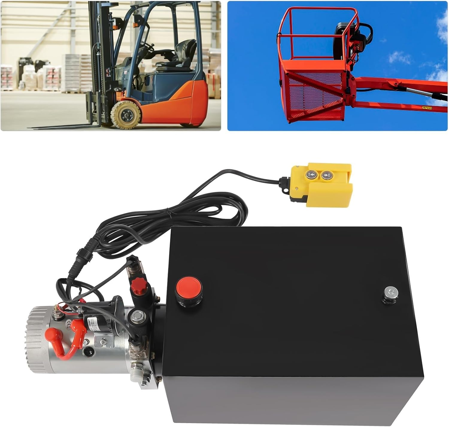 Double Acting Hydraulic Power Unit, 6/8/10 Quart Dump Trailer Hydraulic Pump DC 12V, with Metal Oil Reservoir Power Unit, for Dump Trailer Car Lifting, Remotely Controlled(8 Quart) image number 1