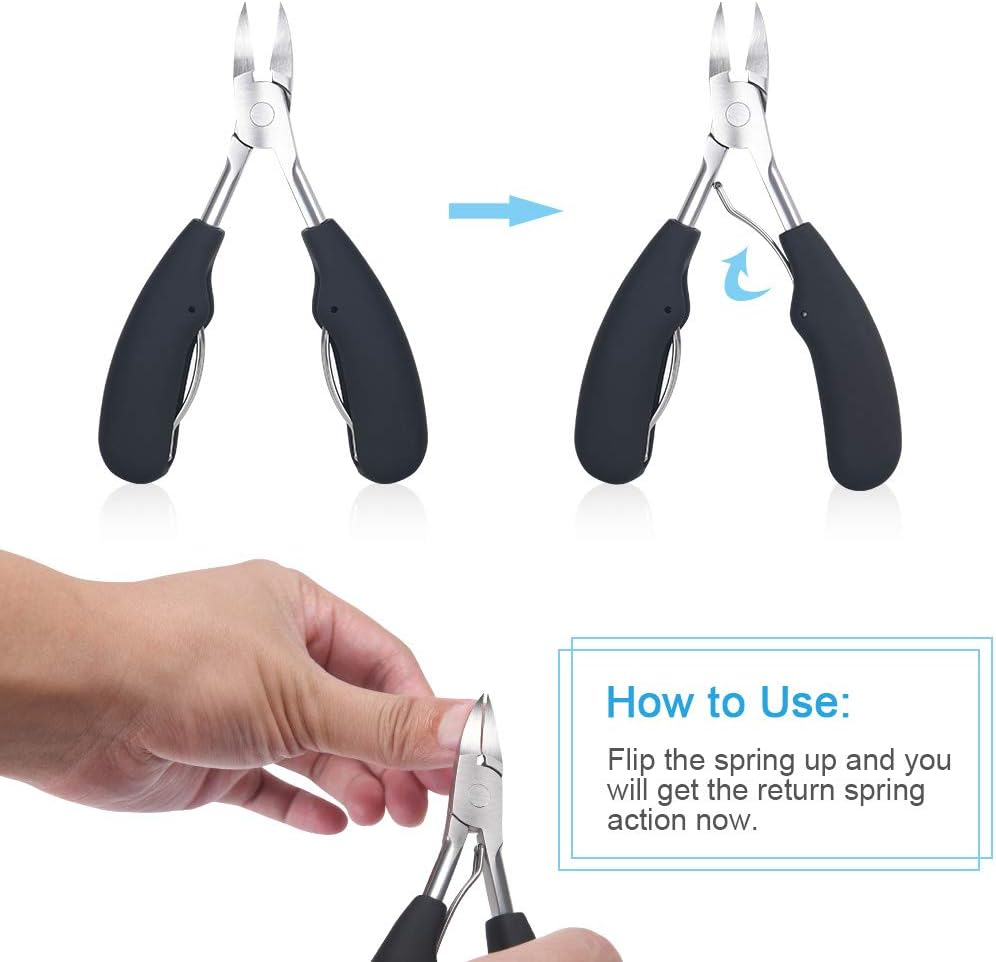 URAQT Toenail Clippers, Precision Nail Clippers Toenail Cutter for Thick or Ingrown Toenails, Heavy Duty Stainless Steel Cuticle Scissors Nail Nippers, with Protective Cover image number 1