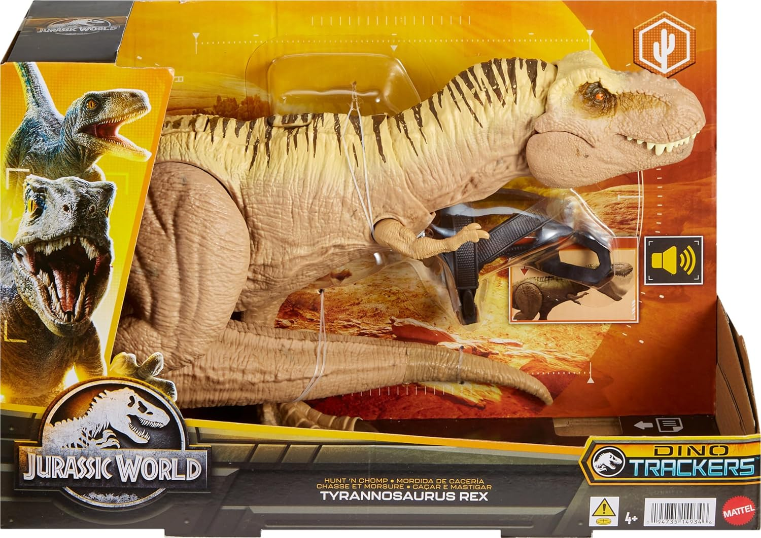 Mattel Jurassic World Tyrannosaurus T Rex Dinosaur Toy with Sound, Hunt Chomp Action Figure, Double Chomp Motion and Tracking Gear, Digital Play