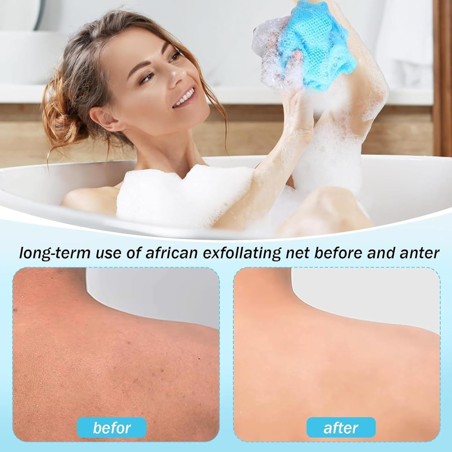 Exfoliating Towel - Japanese Korean Body Scrubber for Shower, Exfoliating Washcloth, Back Scrubber, Bath Loofah, Net Sponge, Deep Cleansing Exfoliation (3 Pack)