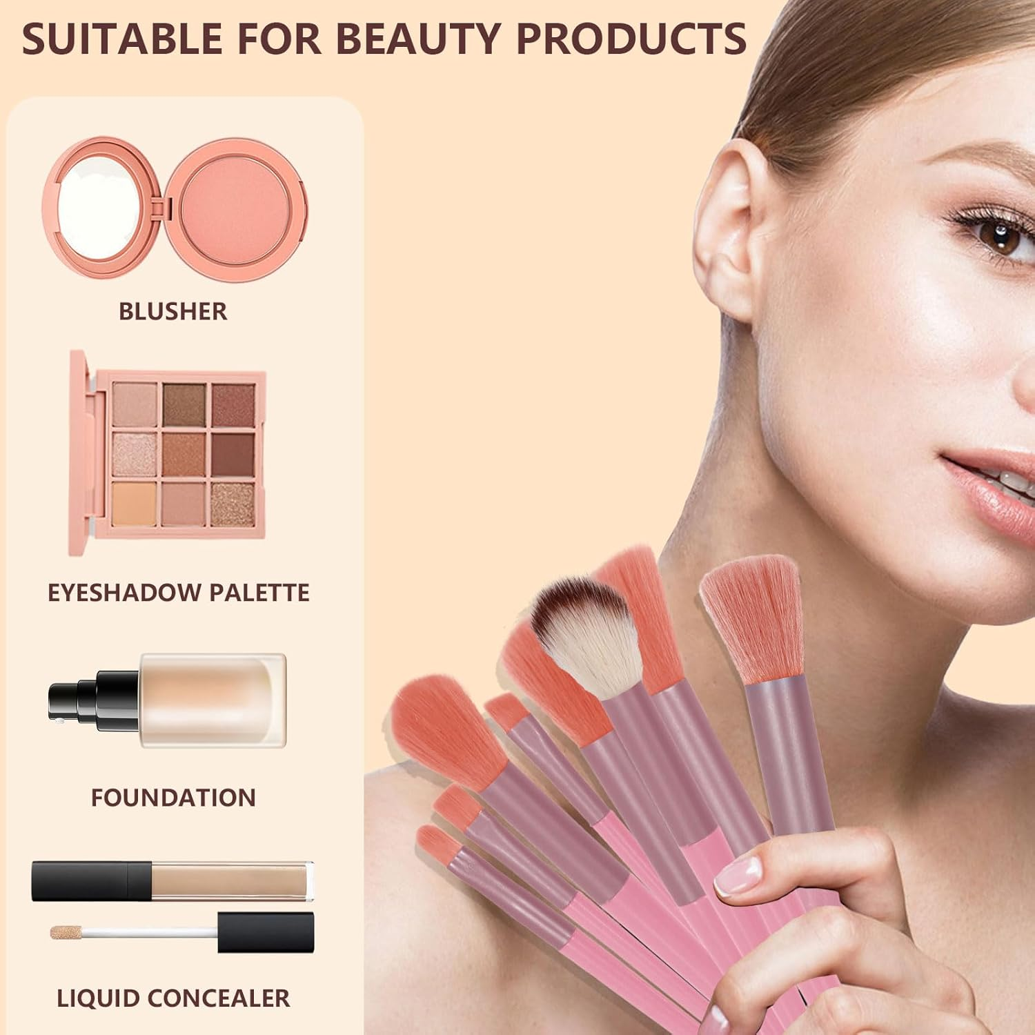 Bagentry 13 Pcs Professional Makeup Brushes Set with Bag, Complete Function Portable Make up Brushes, Foundation Powder Concealers Eye Shadows Lip Cosmetic Brushes for Enthusiasts (Pink) image number 2