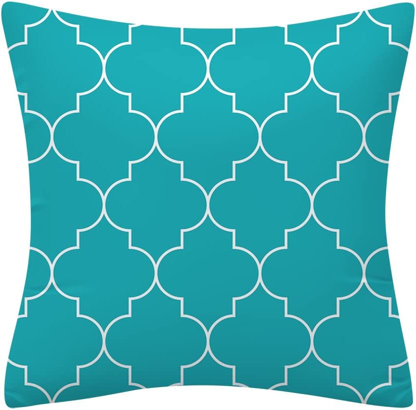 Set of 4 Luxton Aqua Blue Cushion Covers Hamptons Home Decor Square Cushion Covers 45X45Cm for Sofa Couch Living Bed Decoration (Aqua Blue) image number 2
