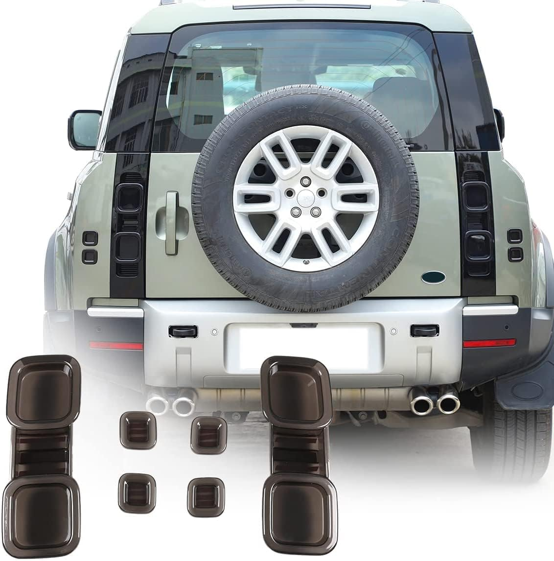 YIWANG ABS Black Car Exterior Taillight Protection Cover Accessories for Land Rover Defender 90 110 2020-2022 (Style A+)