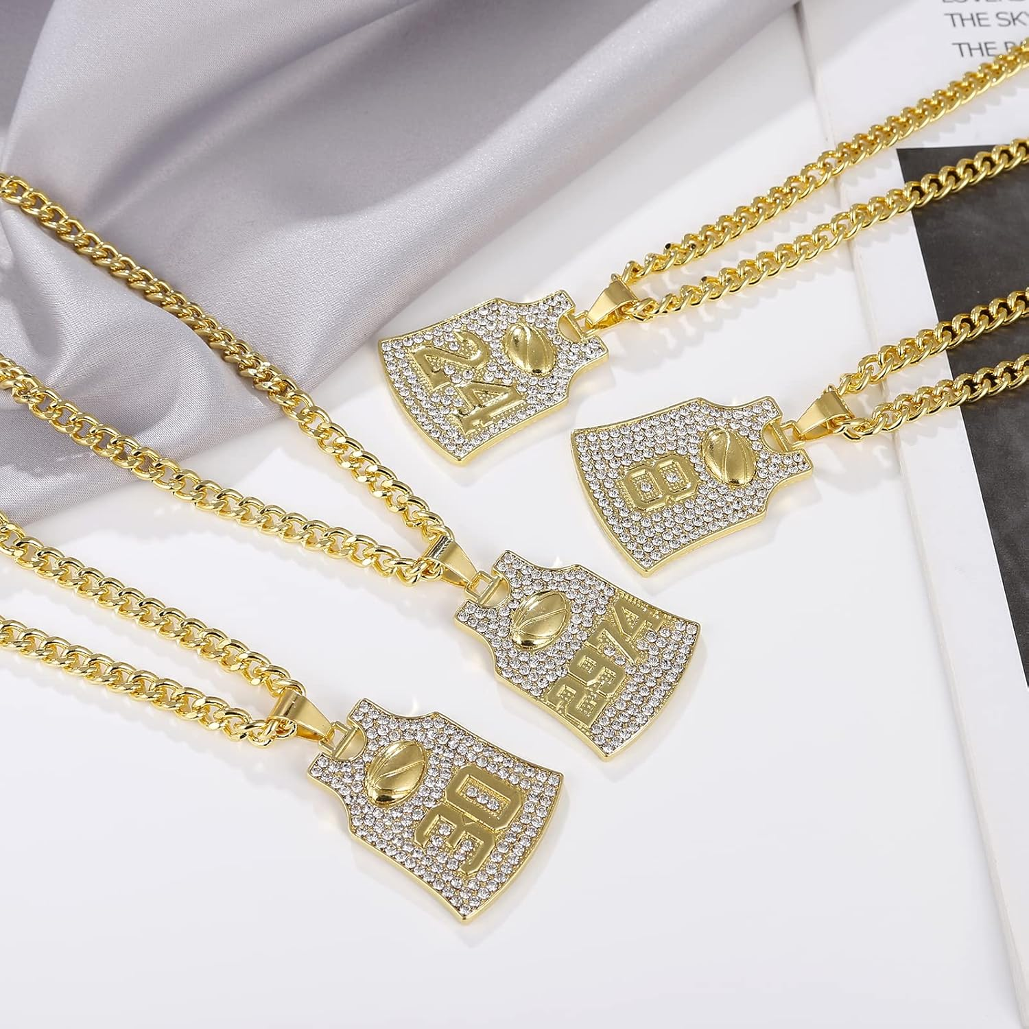 Winssigma Gold Basketball Jersey Necklace, Basketball Number Necklace for Basketball Fans Star Memorial Souvenir image number 3