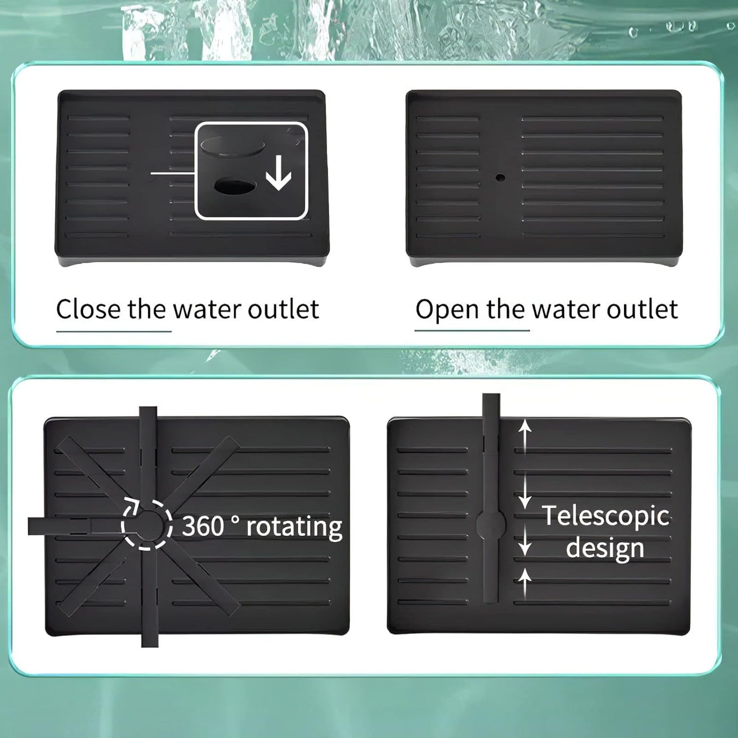 2 Tier Dish Drainer Auto Drainage Dish Drying Rack Kitchen Counter Organizer Rustproof Cutlery Holder Storage for Utensil Chopping Board Cup Black image number 3