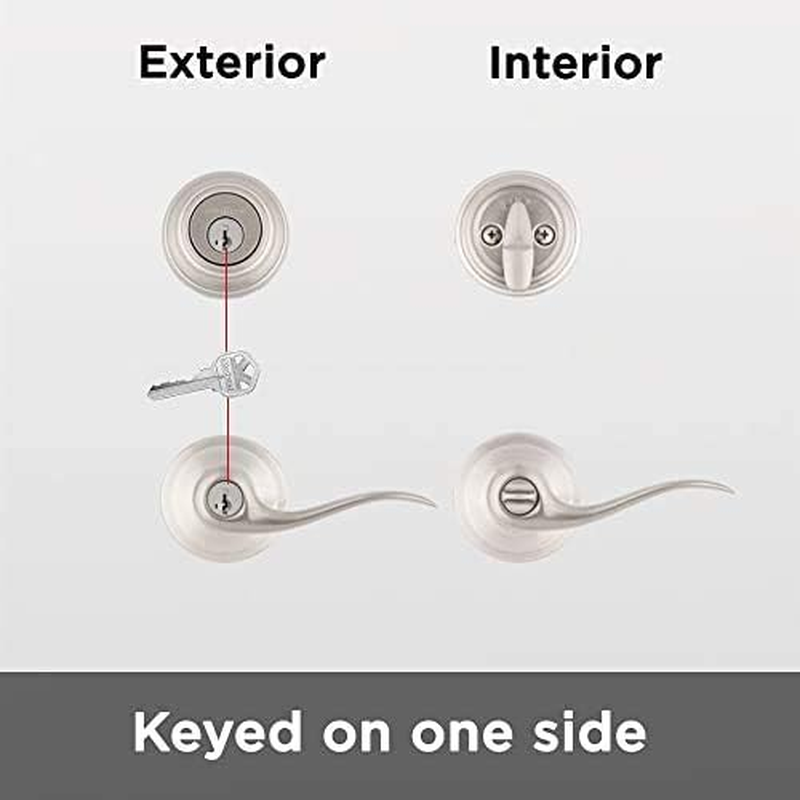 Kwikset 991 Tustin Entry Lever and Single Cylinder Deadbolt Combo Pack Featuring Smartkey in Satin Nickel - Venetian Bronze image number 5