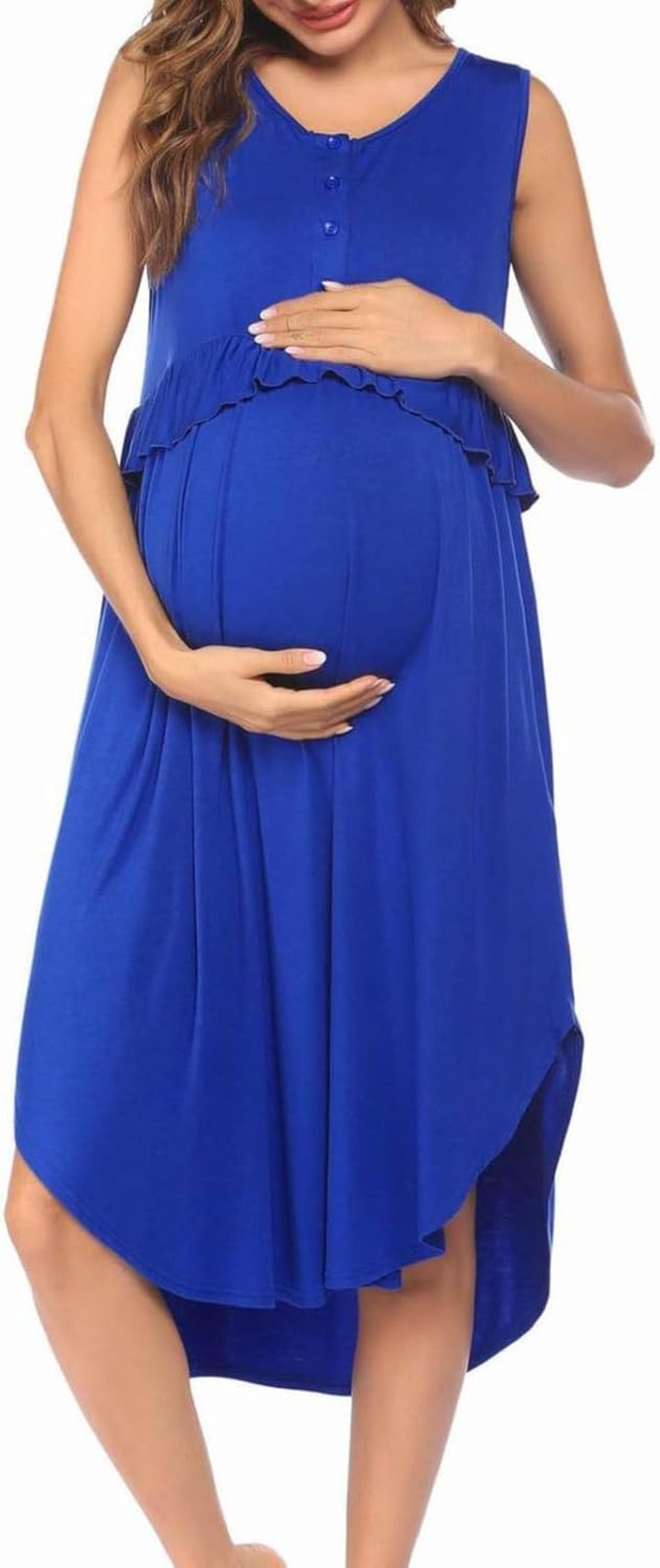 Maternity Outfit Women'S Maternity Nursing Dresses Split Long Dress for Breastfeeding Maternity Xmas Dress image number 3