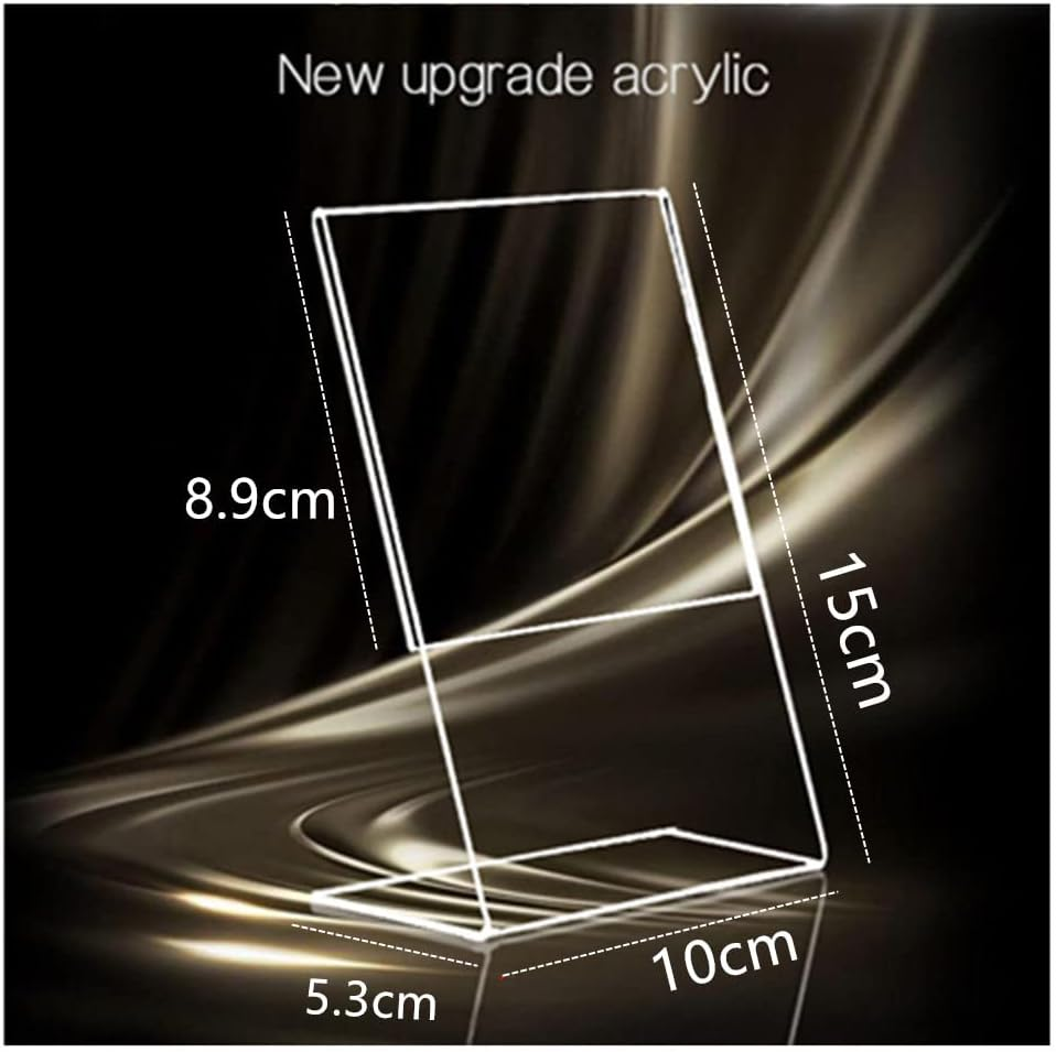 Clear Acrylic Sign Holder 10 Pack Clear Plastic Sign Holder Picture Photo Frames, Acrylic Sign Holder with Vertical Slanted Back, POP Flyer Document Paper Display Stand for Desktop (10X 15 Cm) image number 2