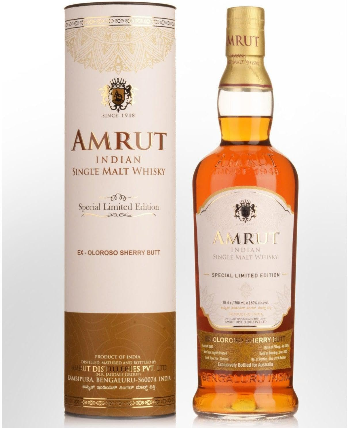 2015 Amrut Single Cask #3897 Australian Exclusive Ex-Oloroso Sherry Butt 7 Year Old Single Malt Indian Whisky 700Ml