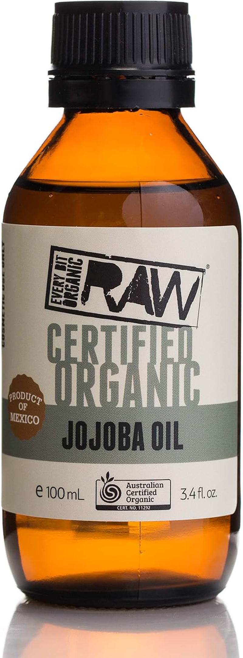 Every Bit Organic Raw Jojoba Oil 100Ml, Organic Cold-Pressed Cosmetic Oil for Skin and Hair, Plant-Based, Naturally Hydrating and Lightweight
