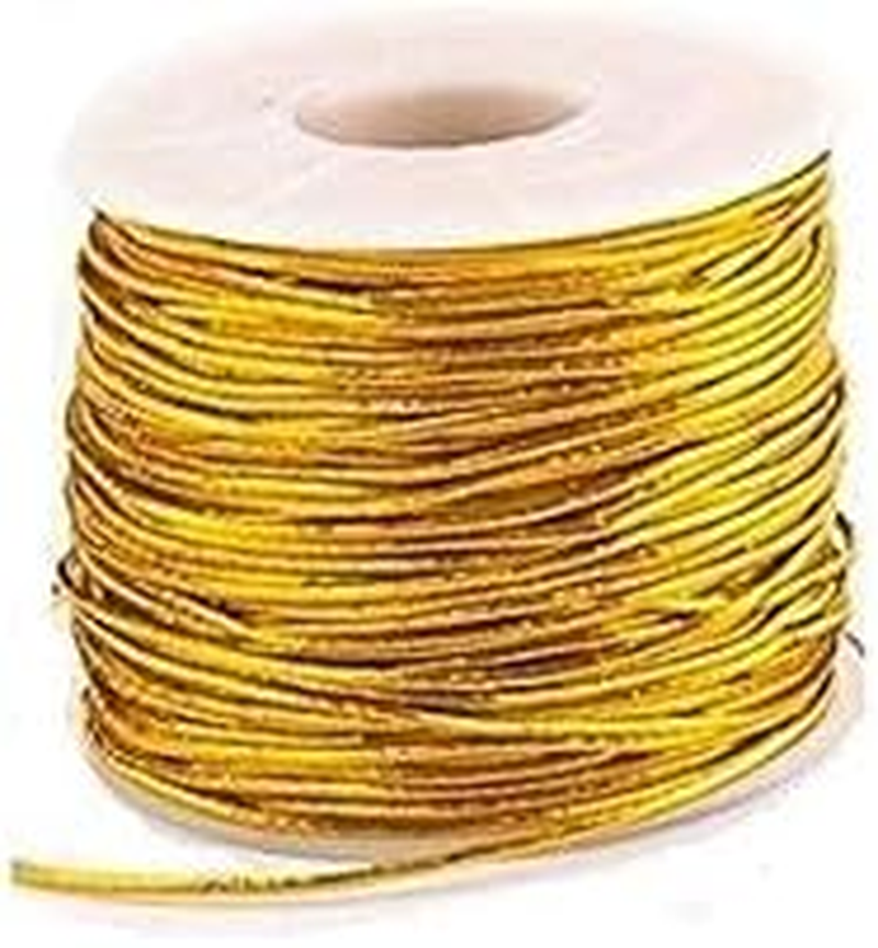 Gold Elastic Cords Stretch Cord Ribbon Metallic Tinsel Cord Rope for Craft Making Gift Wrapping 1 Mm 20 Yards (Gold) image number 2