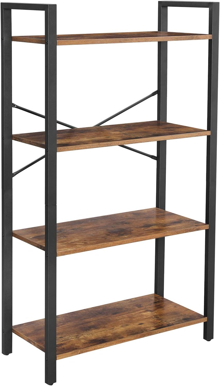 VASAGLE 6-Tier Tall Bookshelf, Large Bookcase with Steel Frame, Deep Book Shelf for Living Room, Home Office, Study, 11.8 X 26 X 73.2 Inches, Industrial Style, Rustic Brown and Black ULLS062B01