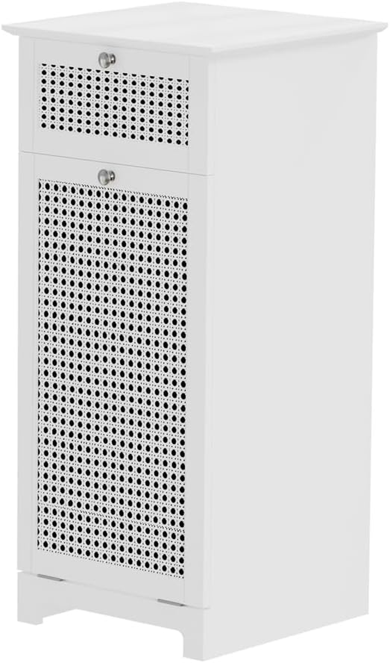 Artiss Laundry Hamper Cabinet, Bathroom Storage 90Cm Height Cupboard Side Table Toilet Corner Shelf Storages Cabinets Unit Home Furniture Organiser Accessories, with Drawer and Clothes Basket White image number 2