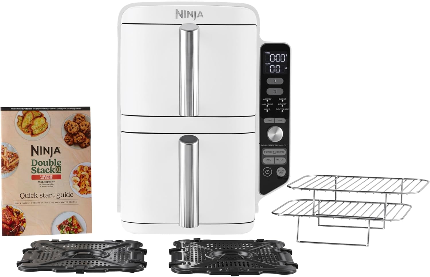 Ninja SL400ANZ Double Stack XXXL 9.5 Liter 2 Drawer Air Fryer, White image number 5