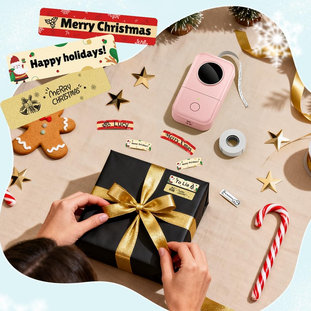 Label Printer-Phomemo D30 Portable Thermal Label Maker Bluetooth Labelling Machine Sticker Printer for Home Kitchen School Office Store, Pink image number 5