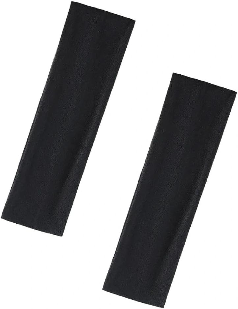 Wide Headband 7 Cm, Black Navy Headband for Women Men, Running Headband Sweatband, 2 Pack, Compatible with Most Head Sizes, Soft Stretchy Polyester Spandex（Black/Navy）, Ruibex