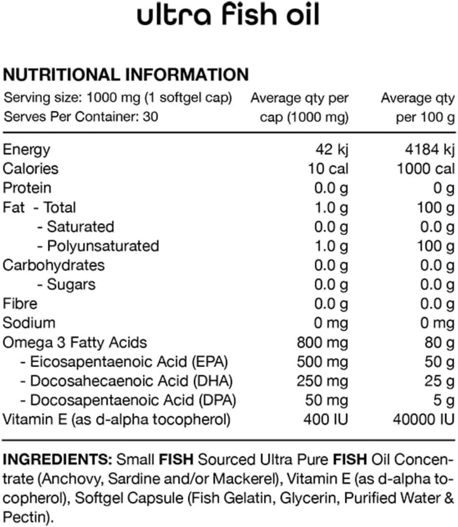 Switch Nutrition Ultra Fish Oil, 30 Softgel Capsules, 30 Serves, Omega-3 Fish Oil with EPA DHA DPA, 1000Mg, with Vitamin E image number 4
