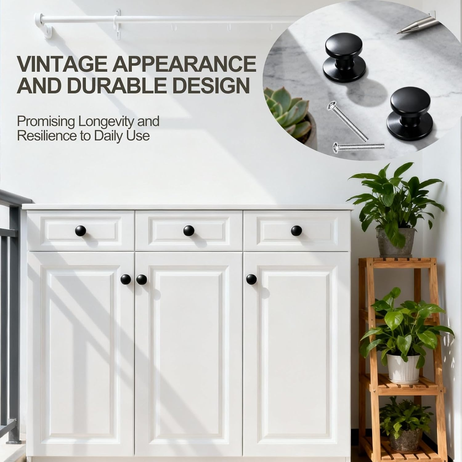 Tsunnee Vintage Cabinet Knobs Antique Brass round Drawer Handles Kitchen Cupboard Door Hardware 30Mm 12PCS (Black) image number 3