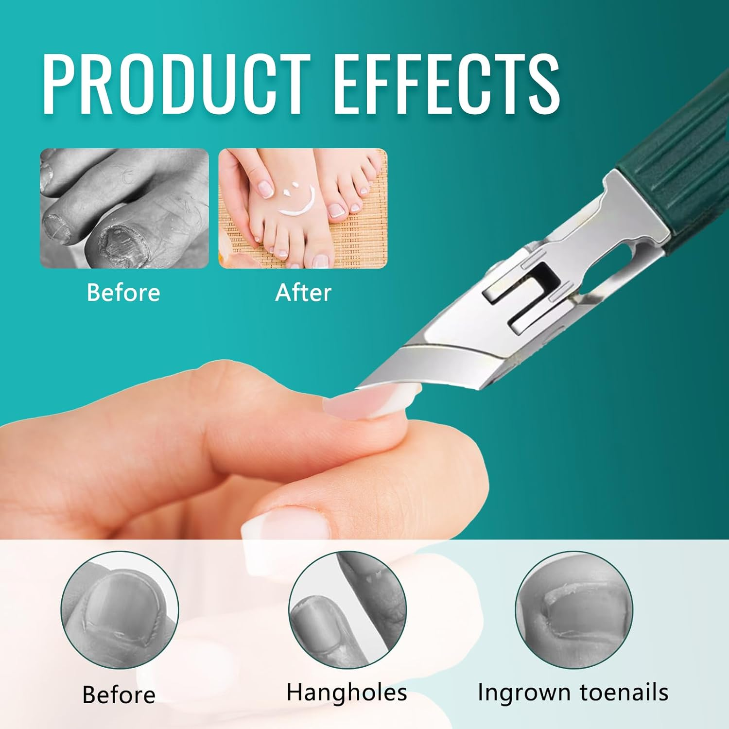 GEDEUBAN Eagle Beak Angled Nail Clippers 3-Piece Set, Green Eagle Beak Anti-Splash Slanted Nail Clipper, Corta U&ntilde;as Para U&ntilde;as Enterradas