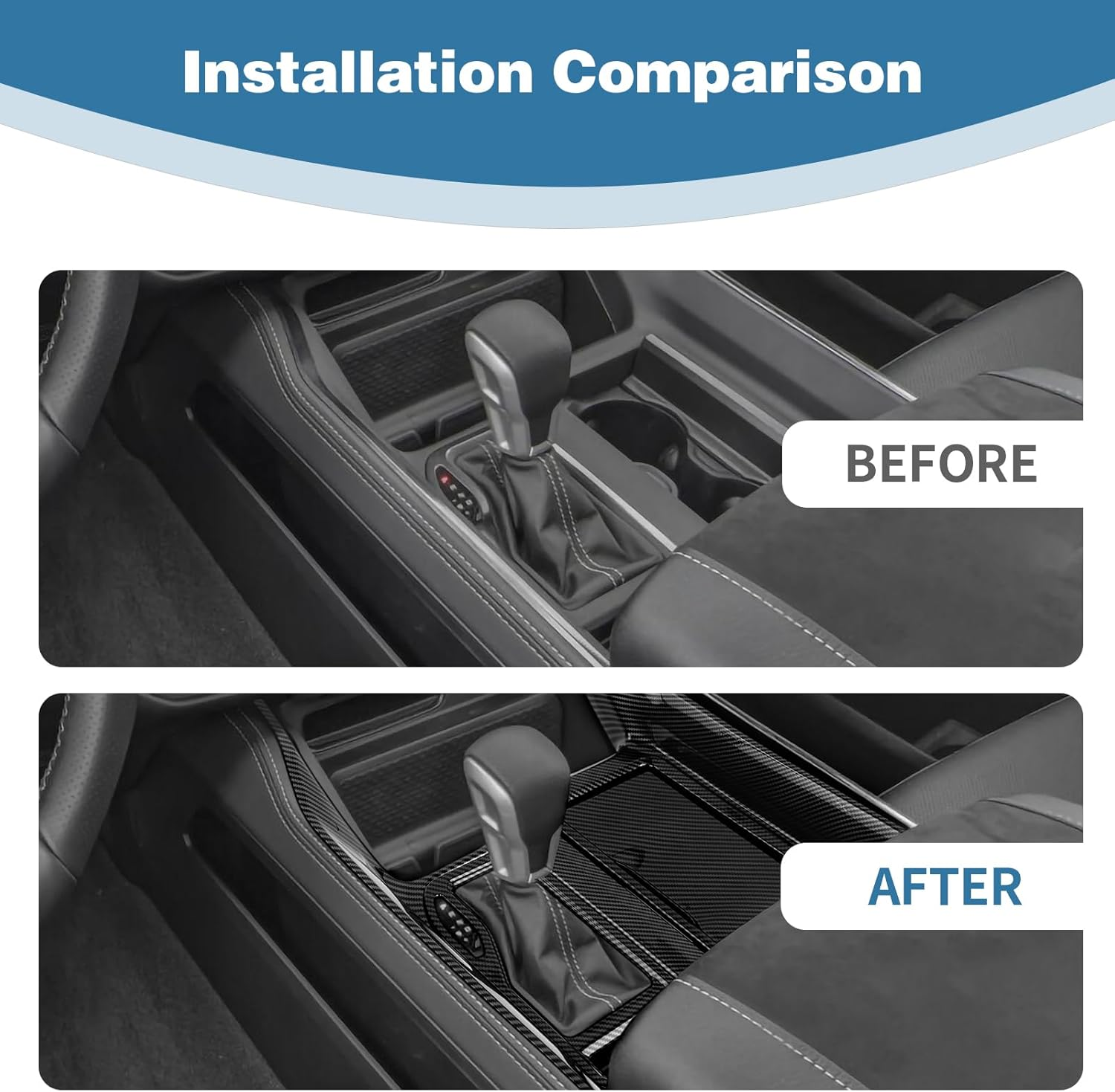 PDKLIN Carbon Fiber Gear Shift Panel Trim Cover Compatible with Dodge RAM TRX 2018 2019 2020 2021 2022 2023, ABS Interior Accessories