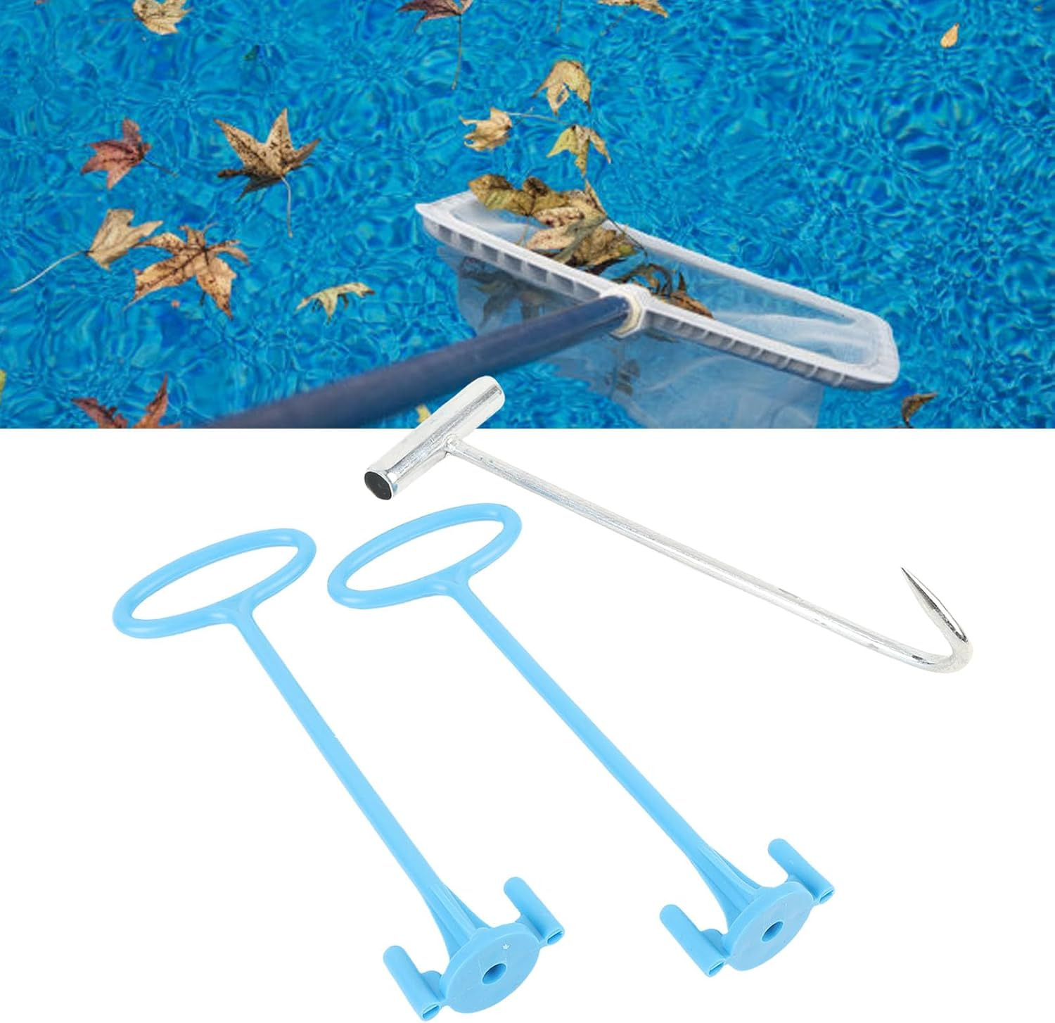 Pool Skimmer Basket Handle, Universal Pool Basket Tool, Accessory with Stainless Steel Plastic Material for Debris Removal image number 3