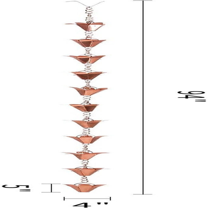 Topadorn Pure Copper Lily Rain Chain for Gutter, 8-1/2 Length image number 4