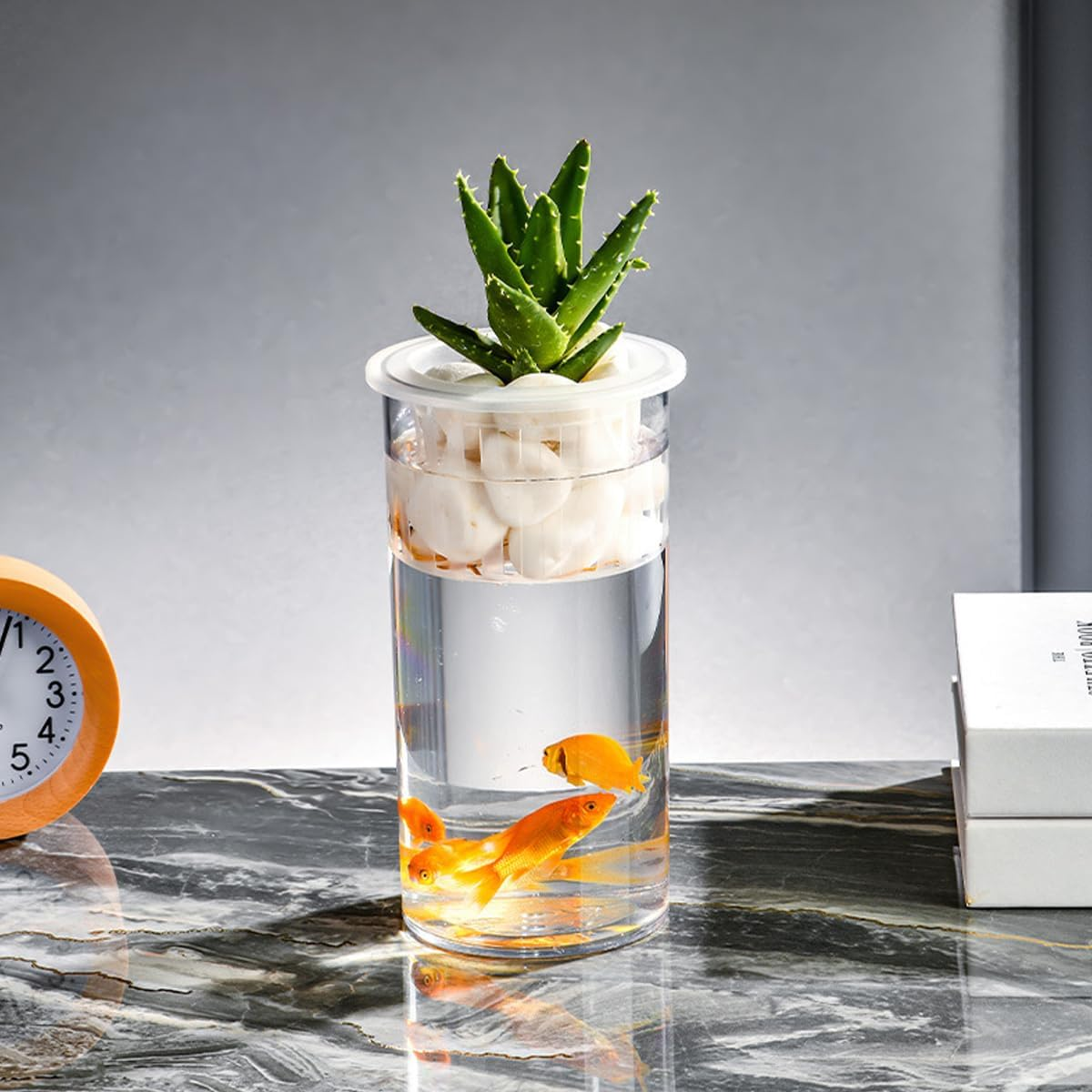 AIMALL 1-Pack High-Definition Hydroponic Vases for Aquatic Plants and Fish &ndash; Durable PET Transparent Cylindrical Containers, Includes Hydroponic Baskets, Multi-Sized Set (7.87In, 9.84In, 11.81In)