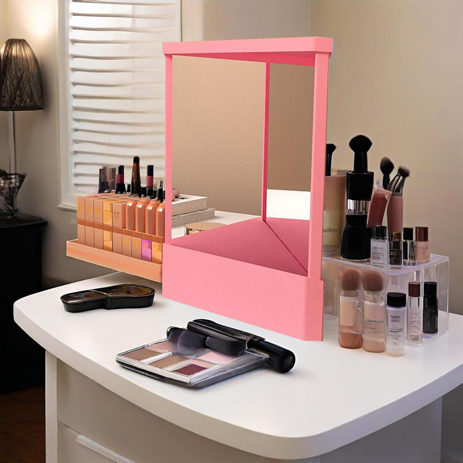 Non Reversing Mirror,True Mirror Makeup Mirror,True Image Reflection Personal Makeup Mirrors,Slim Design,Non-Magnifying Mirror for Haircuts,Beauty,Bedroom,Women Girls Gifts (Green)